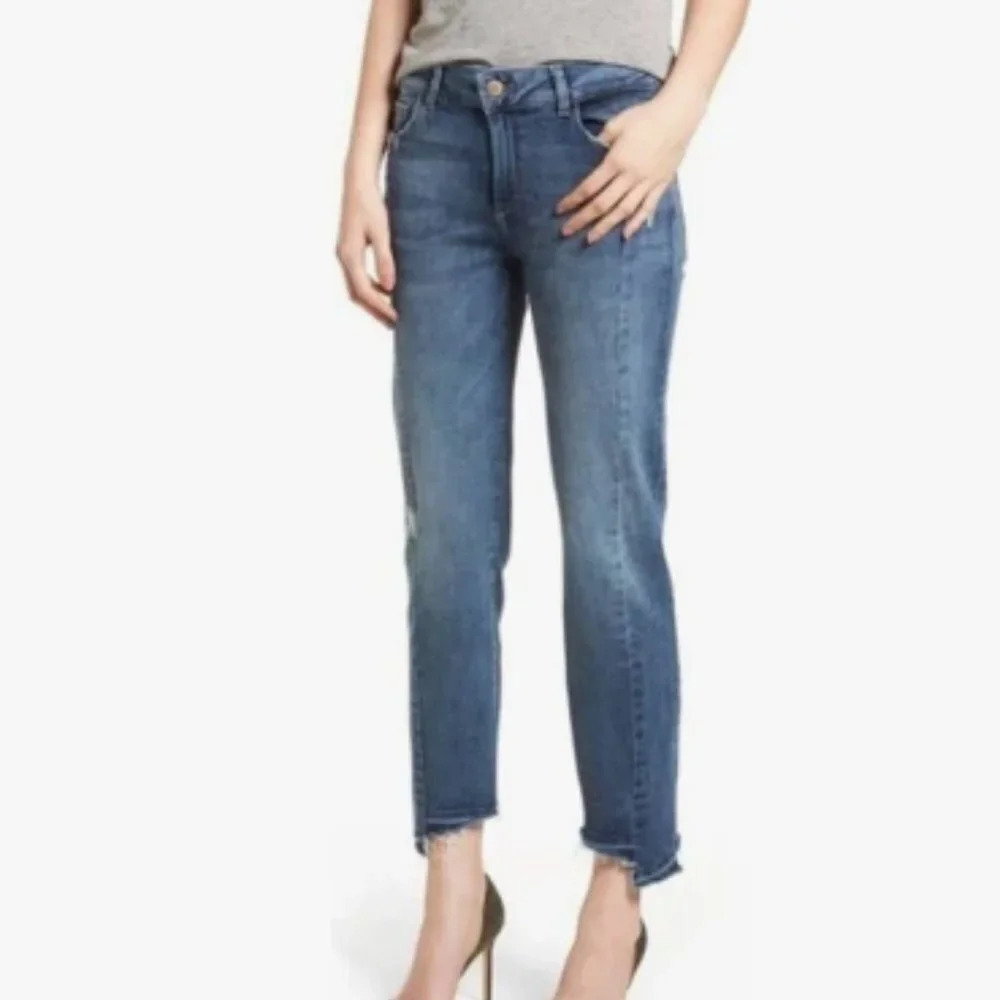 Dl1961 Mara Instasculpt Straight Ankle Castlewood Raw Hem Denim Jeans Size 26